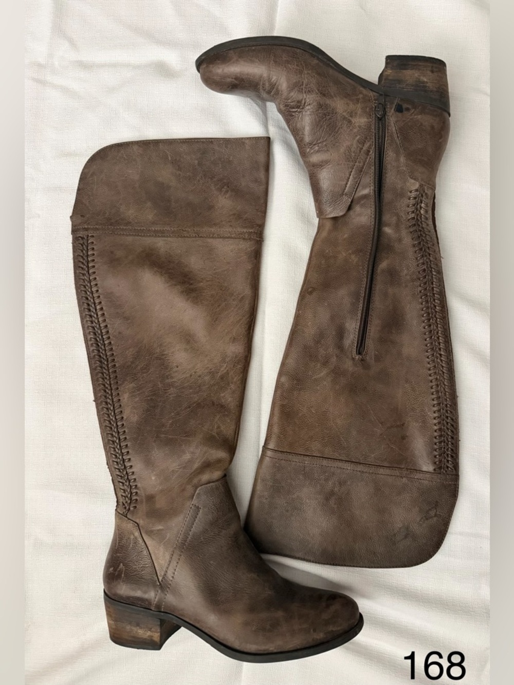 Vince Camuto Pedra Gray Over-the-Knee‎ Wide Calf Leather Boot sz10 boho western